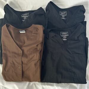 Scrub Lot Size Large | Cherokee Black Tops + Brown Button Front